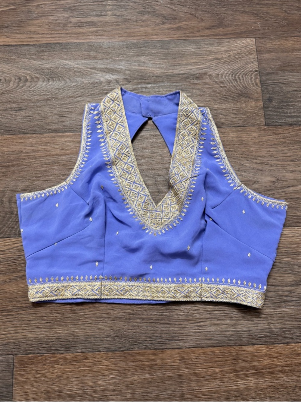 Sari Saree Indian blouse choli crop top halterback embroidered v neck sleeveless